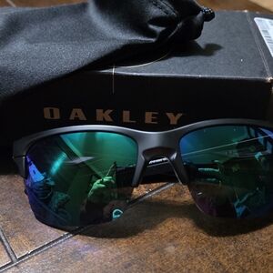 Oakley Matte Black Sunglasses with Reflective Lenses